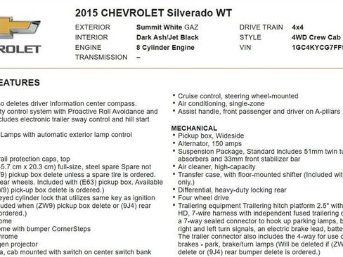 Used 2015 Chevrolet Silverado 3500 W/T w/ WT Convenience Package AWD/4WD image 16
