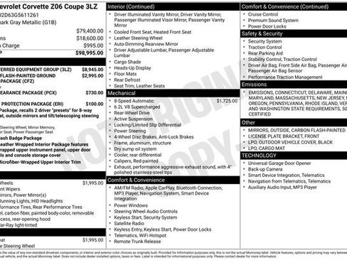 Used 2016 Chevrolet Corvette Z06 w/ 3LZ Preferred Equipment Group image 6