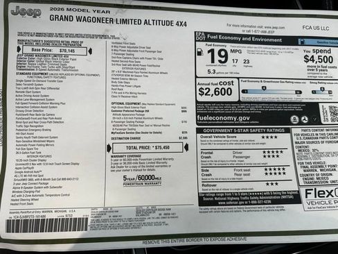 New 2026 Jeep Grand Wagoneer Limited w/ 8-Passenger Seating Package image 29