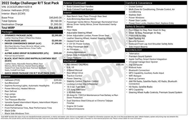 Used 2022 Dodge Challenger R/T Scat Pack w/ Dynamics Package RWD image 13