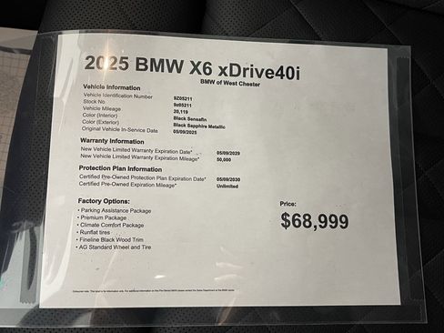 Certified 2025 BMW X6 xDrive40i w/ Climate Comfort Package image 19