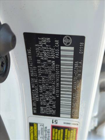Used 2019 Toyota Camry LE FWD image 2