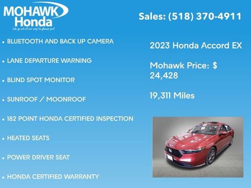 Certified 2023 Honda Accord EX image 8