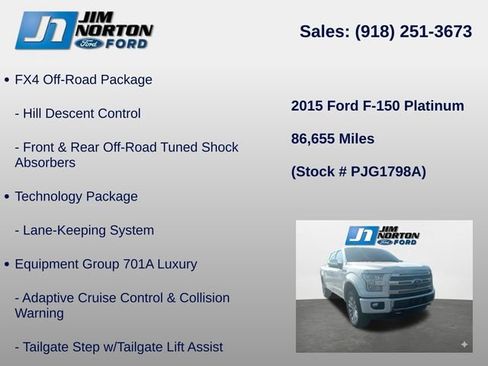 Used 2015 Ford F150 Platinum w/ Equipment Group 701A Luxury AWD/4WD image 14