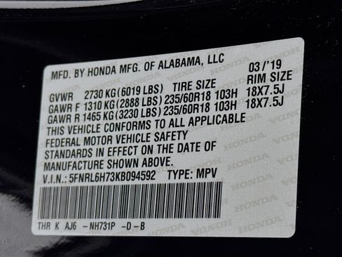 Certified 2019 Honda Odyssey EX-L image 35