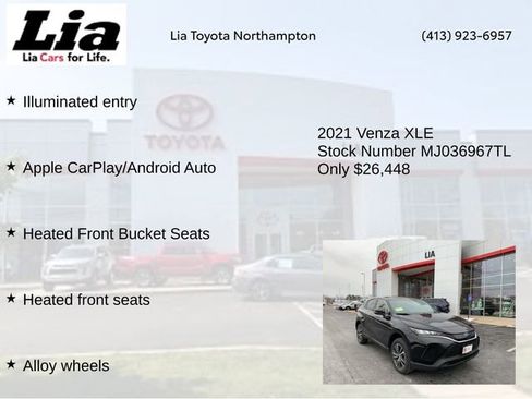 Certified 2021 Toyota Venza XLE w/ Softex Package image 15