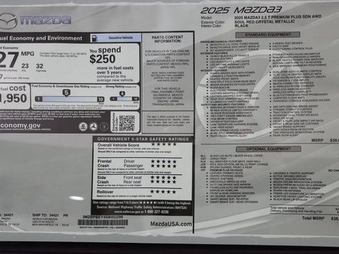 New 2025 MAZDA MAZDA3 2.5 Turbo Sedan w/Premium Plus image 47