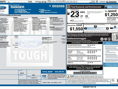Used 2022 Ford Ranger XL w/ Equipment Group 101A High RWD image 2