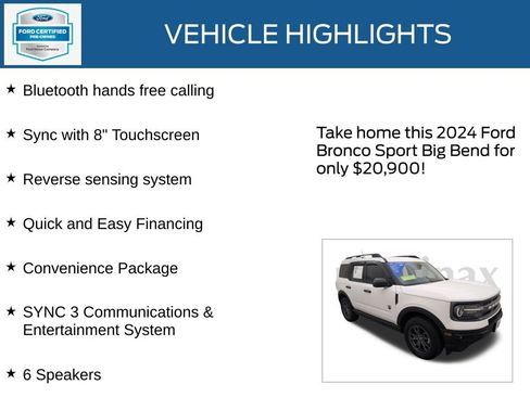 Certified 2024 Ford Bronco Sport Big Bend w/ Convenience Package image 23