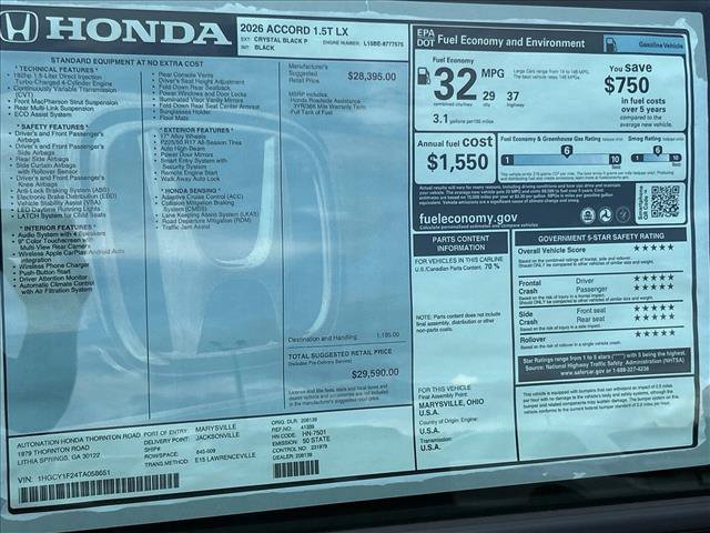 New 2026 Honda Accord LX image 19