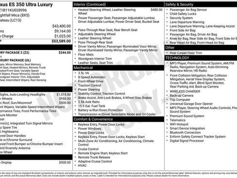 Used 2019 Lexus ES 350 Ultra Luxury w/ Accessory Package 2 FWD image 37