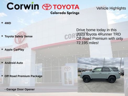 Used 2023 Toyota 4Runner TRD Off-Road Premium w/ Off Road Premium Plus Package AWD/4WD image 7