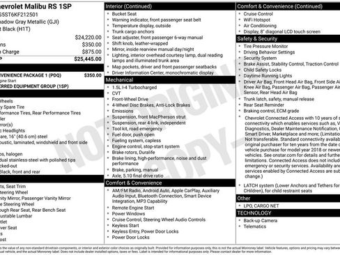 Used 2019 Chevrolet Malibu RS w/ LPO, Convenience Package 1 FWD image 7