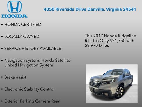 Used 2017 Honda Ridgeline RTL-T image 7