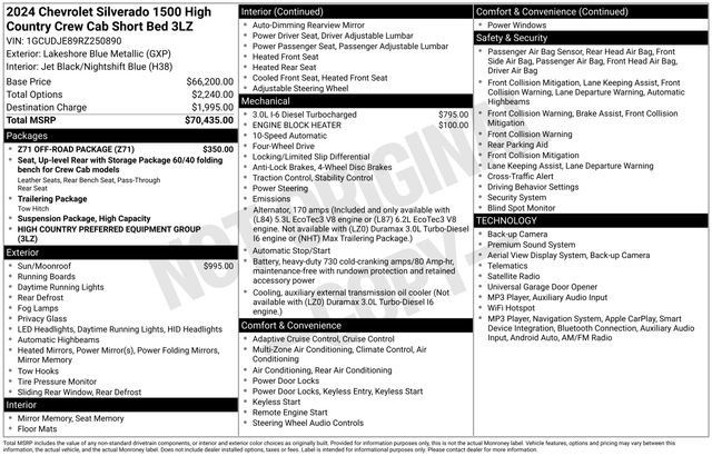 Used 2024 Chevrolet Silverado 1500 High Country w/ Z71 Off-Road Package AWD/4WD image 12