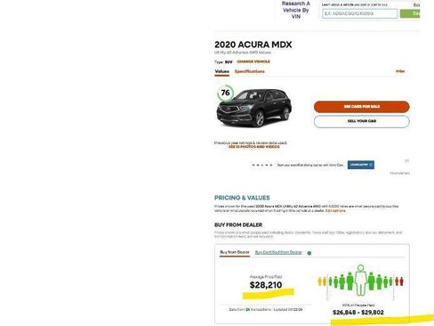 Used 2020 Acura MDX Advance Package, Low Miles, Sh FWD image 24