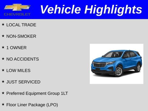 Certified 2024 Chevrolet Equinox LT w/ LPO, Floor Liner Package FWD image 2