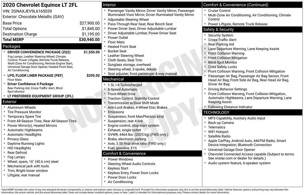 Used 2020 Chevrolet Equinox LT w/ Driver Convenience Package FWD image 37