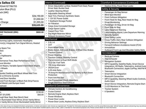 Used 2025 Kia Seltos EX w/ EX Sunroof Package FWD image 3