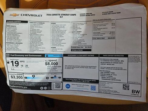 New 2026 Chevrolet Corvette Stingray Premium Cpe w/ 3LT image 20