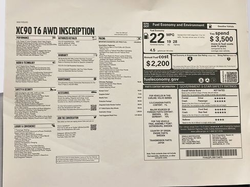 Certified 2021 Volvo XC90 T6 Inscription w/ Climate Package image 1
