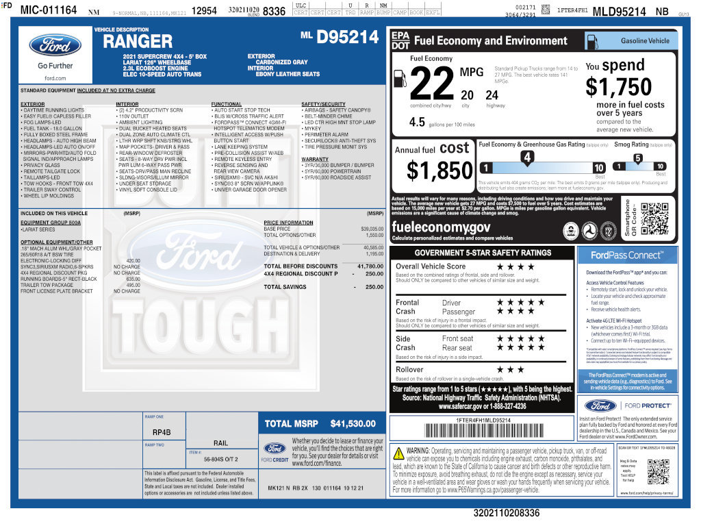 Used 2021 Ford Ranger Lariat w/ Trailer Tow Package AWD/4WD image 4