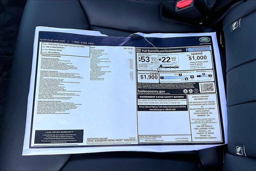 New 2026 Land Rover Range Rover Sport Dynamic SE AWD/4WD image 14