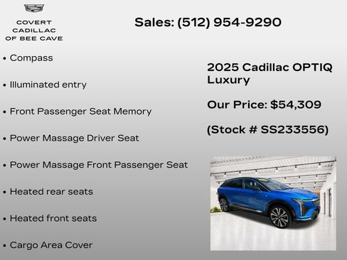 New 2025 Cadillac Optiq Luxury 2 w/ LPO, Floor Liner Package AWD/4WD image 33