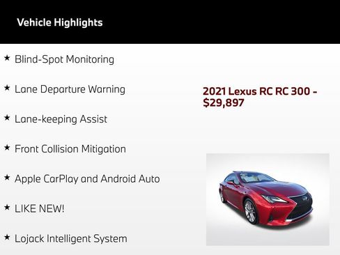 Used 2021 Lexus RC 300 w/ Accessory Package RWD image 5