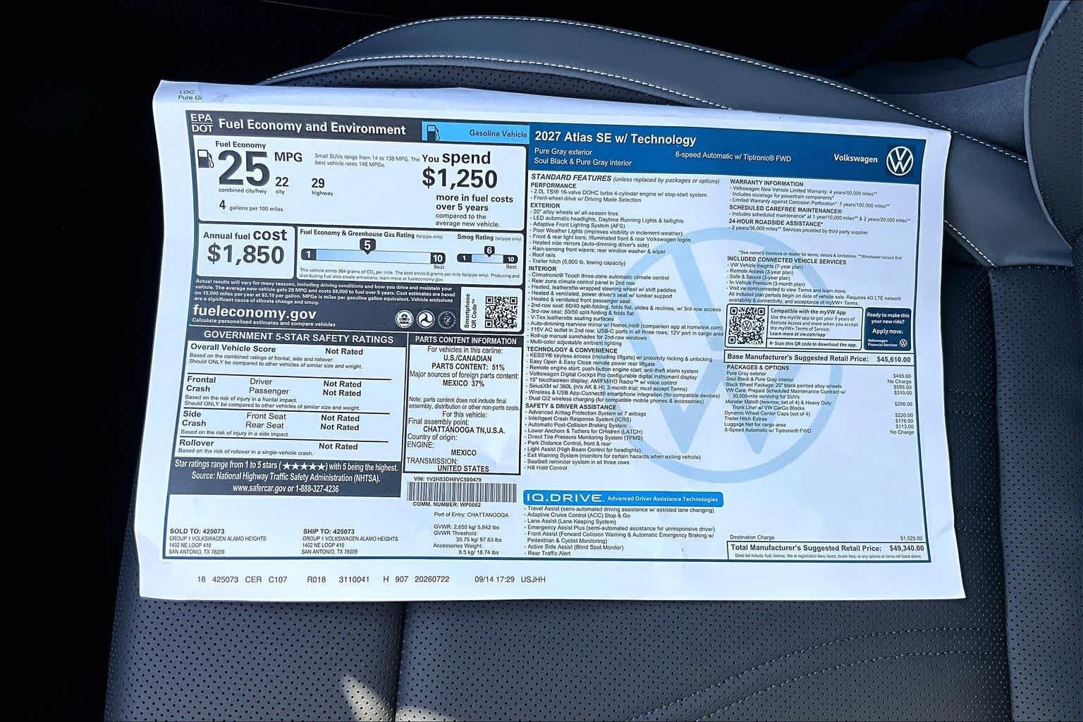 New 2027 Volkswagen Atlas SE FWD image 22
