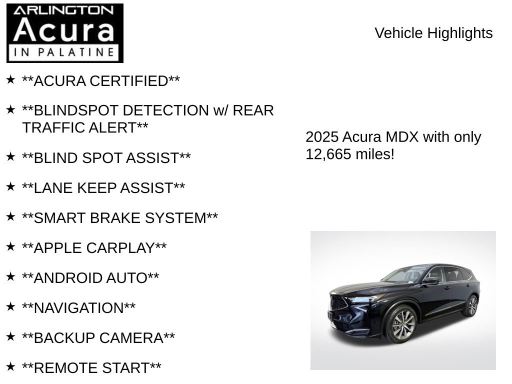 Certified 2025 Acura MDX w/ Technology Package FWD image 7
