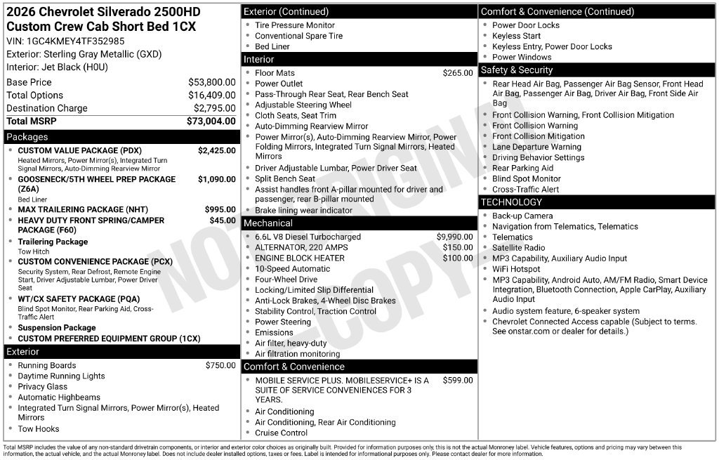 New 2026 Chevrolet Silverado 2500 Custom w/ Custom Value Package AWD/4WD image 3