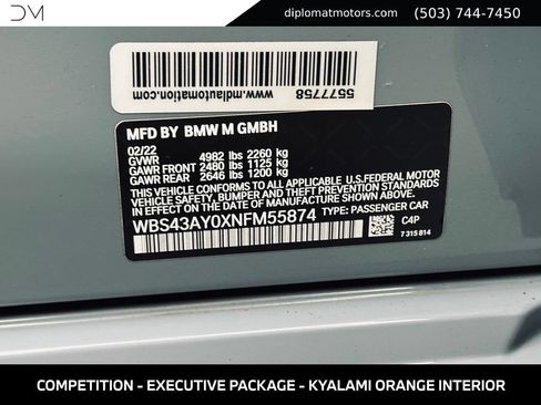 Used 2022 BMW M3 Competition w/ Executive Package AWD/4WD image 54