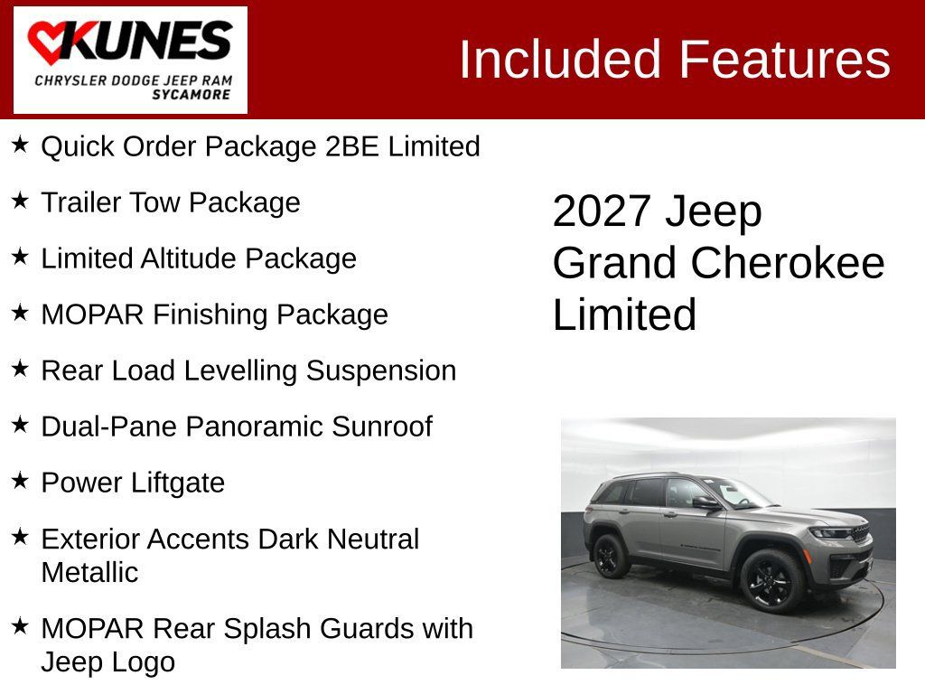 New 2027 Jeep Grand Cherokee Limited w/ Limited Altitude Package AWD/4WD image 2
