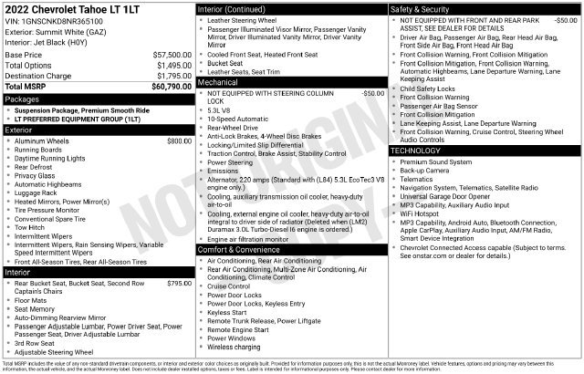 Used 2022 Chevrolet Tahoe LT RWD image 49