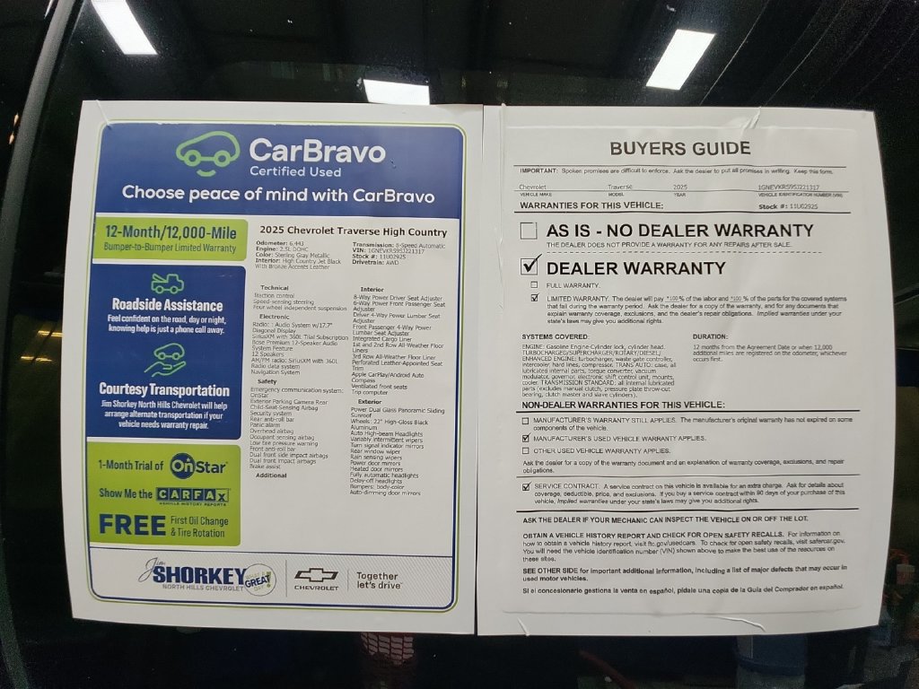 Certified 2025 Chevrolet Traverse High Country w/ LPO, Floor Liner Package AWD/4WD image 33