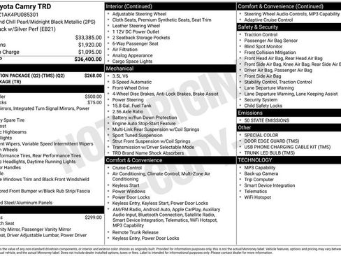 Used 2023 Toyota Camry TRD w/ Protection Package (Q2) (TMS) image 6