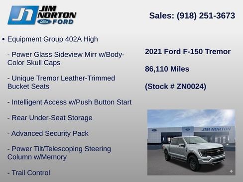 Used 2021 Ford F150 Tremor w/ Equipment Group 402A High AWD/4WD image 39