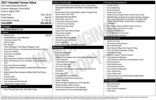 Used 2021 Hyundai Tucson Value FWD image 31