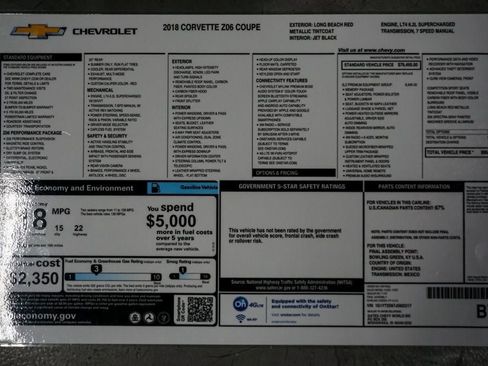Used 2018 Chevrolet Corvette Z06 RWD image 92