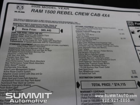 New 2026 RAM 1500 Rebel w/ Rebel Level 2 Equipment Group AWD/4WD image 45