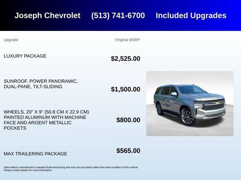 Used 2023 Chevrolet Tahoe LT w/ Luxury Package AWD/4WD image 5
