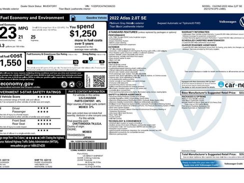Used 2022 Volkswagen Atlas SE FWD image 2