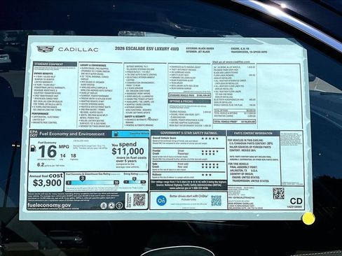 New 2026 Cadillac Escalade ESV Luxury w/ Touring Package AWD/4WD image 14