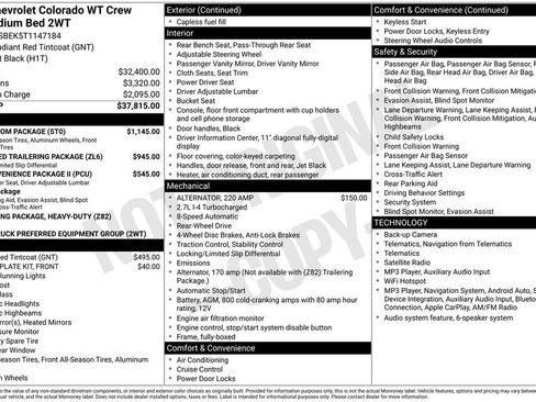 Used 2026 Chevrolet Colorado W/T w/ WT Custom Package RWD image 6