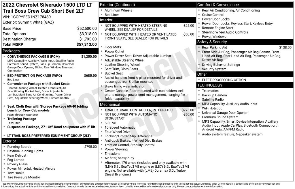Used 2022 Chevrolet Silverado 1500 LT Trail Boss w/ Convenience Package II AWD/4WD image 16