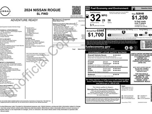 Used 2024 Nissan Rogue SL w/ SL Premium Package image 55