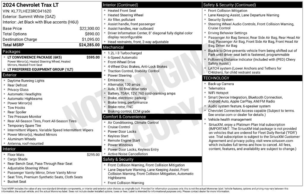 Used 2024 Chevrolet Trax LT w/ LT Convenience Package FWD image 4