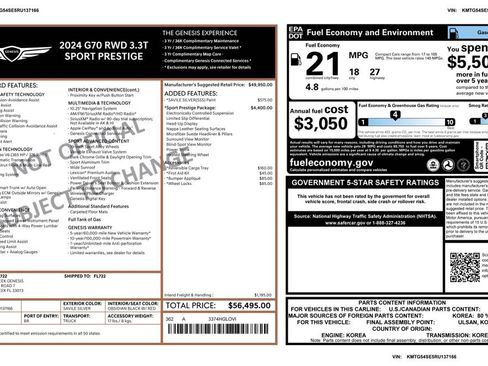 Used 2024 Genesis G70 3.3T Advanced w/ Sport Prestige Package image 2