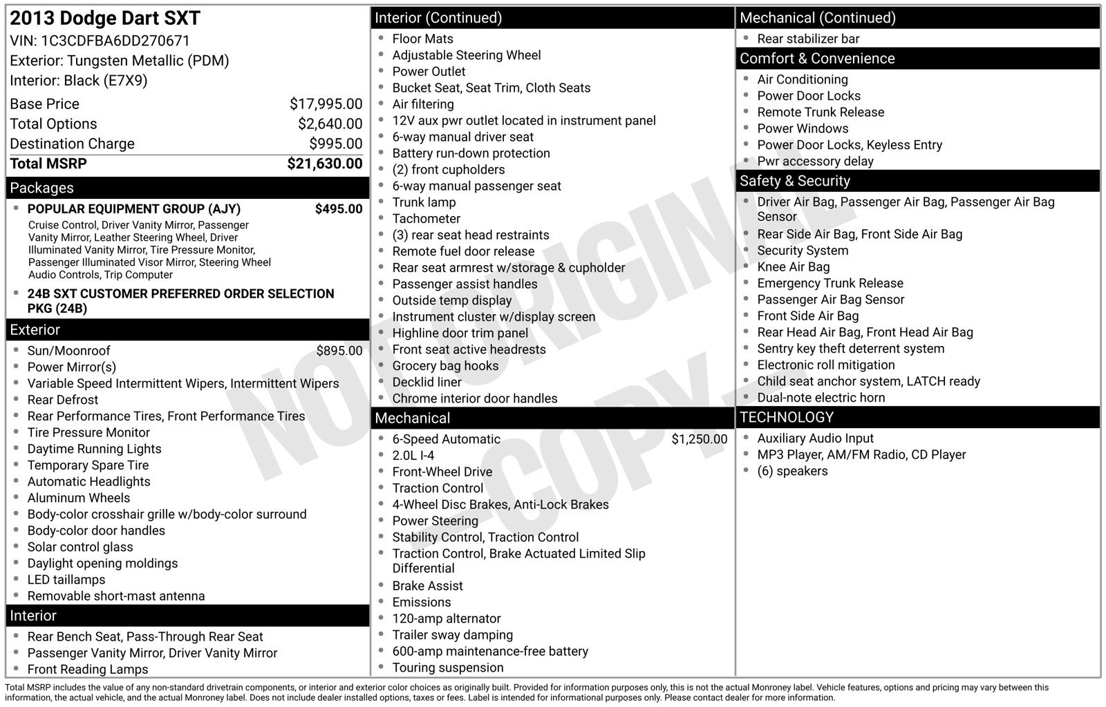 Used 2013 Dodge Dart SXT w/ Popular Equipment Group FWD image 5